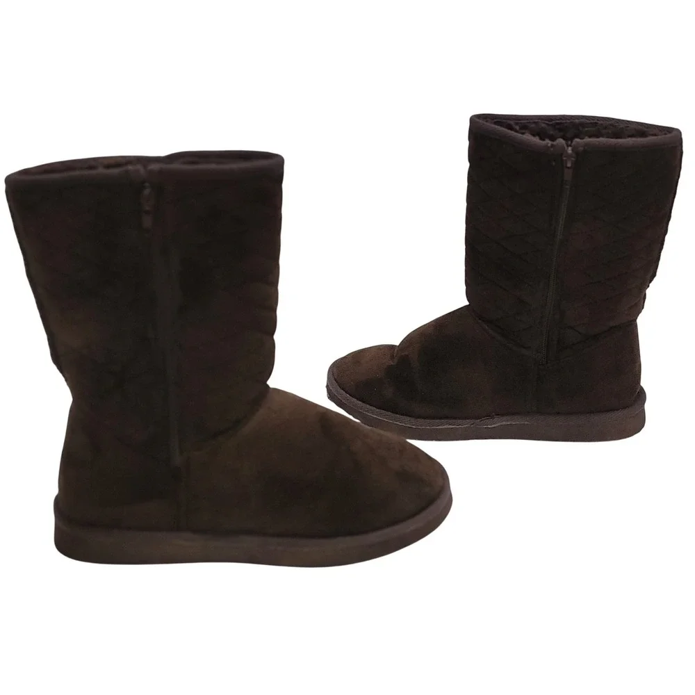Jazzberry Brown Quilted Winter Boots 8.5‎  Faux Suede Warm Lining Cozy Cabincore